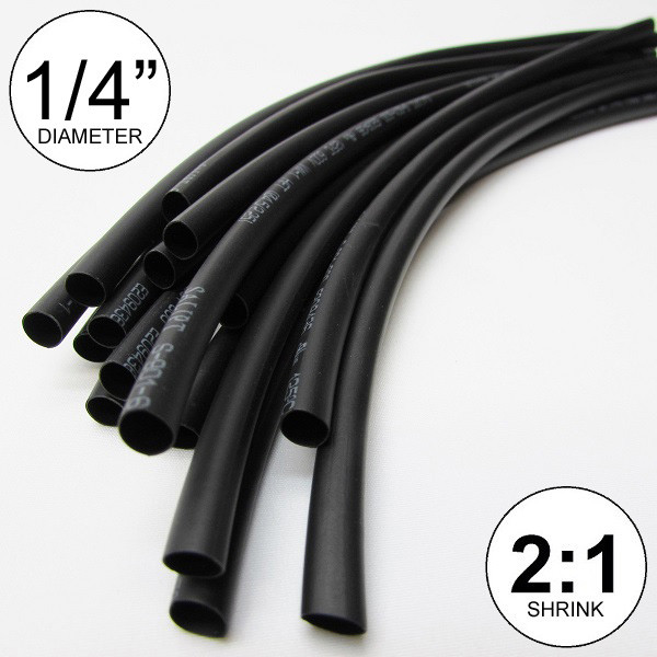 8 Meter Heat Shrink Tube Kit - 1mm to 10mm Diameter - 2:1 Ratio Black