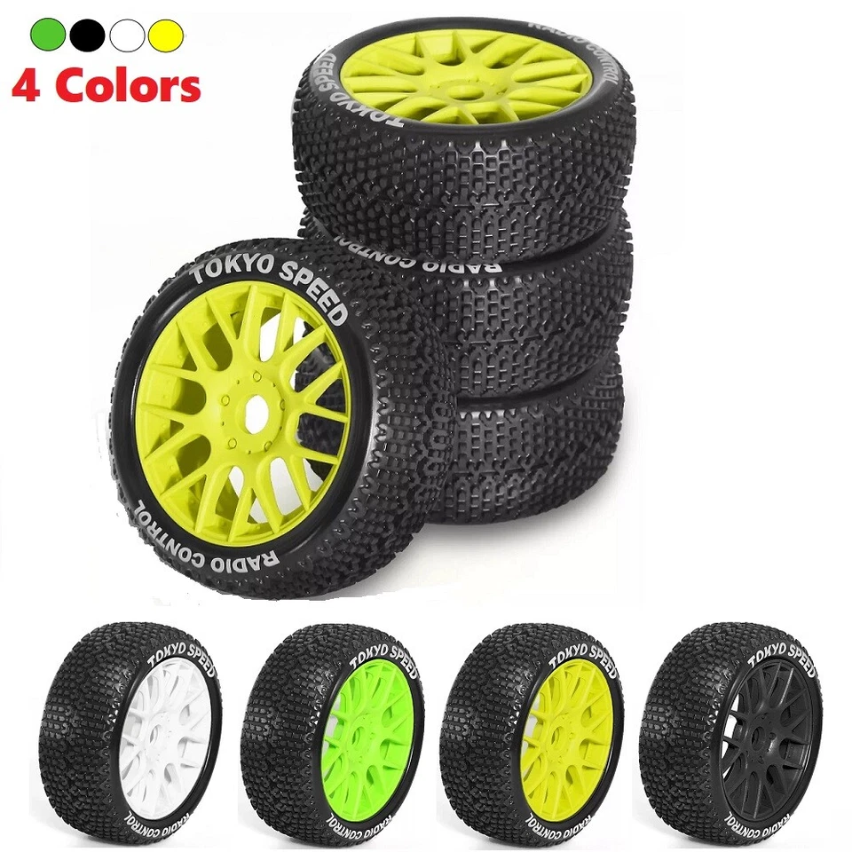 4pcs 17mm Hex TIRES & Wheels Rim For 1/8 RC ARRMA Typhon Traxxas HPI Losi Talion - Image 2 of 4