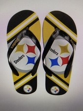 Pittsburgh Steelers NFL Unisex Large Logo Flip Flops  NWT