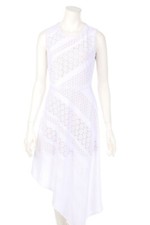 BCBG MAXAZRIA Robe Crochet Tricoté Asymétrique Coupe S Blanc