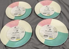 Set of 8 Bamboo Picnic Plates Snack Child Durable 4 Each New