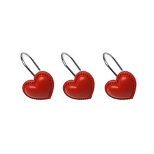 Set of 12 Red Heart Shape Shower Curtain Hooks Valentine's Day Theme Home Bat...