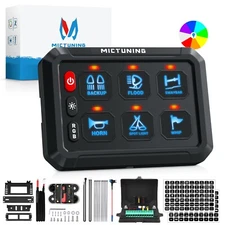 RGB 6 Gang Switch Panel, Circuit Control Relay System Box for Marine RV Offroad