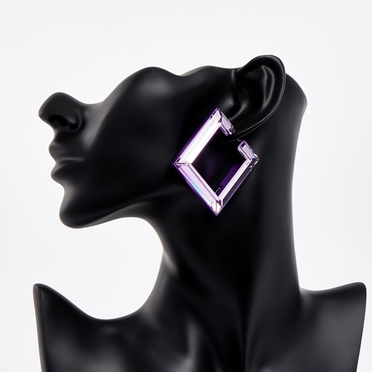 Swarovski Lucent Hoop Earrings Purple 5613550 Square Shape Swarovski Lucent Hoop Earrings Purple 5613550 Square Shape