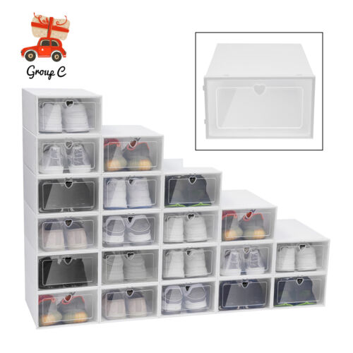 20 Transparent Shoe Boxes Stackable Shoe Storage Box Plastic Shoe Box - Picture 1 of 24