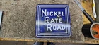VINTAGE NICKEL PLATE ROAD PORCELAIN TRAIN SIGN LOCOMOTIVE RAILROAD TRACK RAILWAY