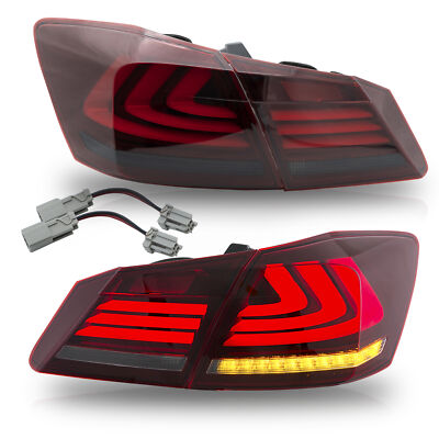 Red Smoke LED Brake Tail Lights for 2013 2014 2015 Honda Accord 4 door Sedan