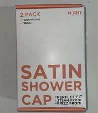 Satin Shower Cap in Champagne & Blush Frizz Steam Proof Perfect Fit 2 Pack