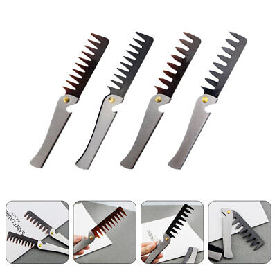 4Pcs Schnurrbart Pflege Metall Pflege Kamm Tasche Kamm Für Männer soldes Friseur Kamm