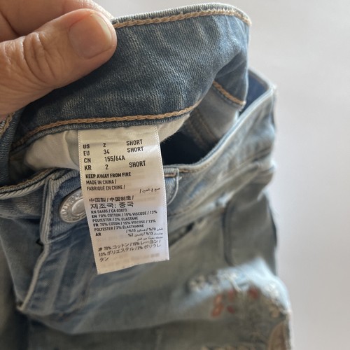 Jeans da donna American Eagle Outfitters 34 skinny ricamati fiori tagliati strappati - Foto 5 di 16