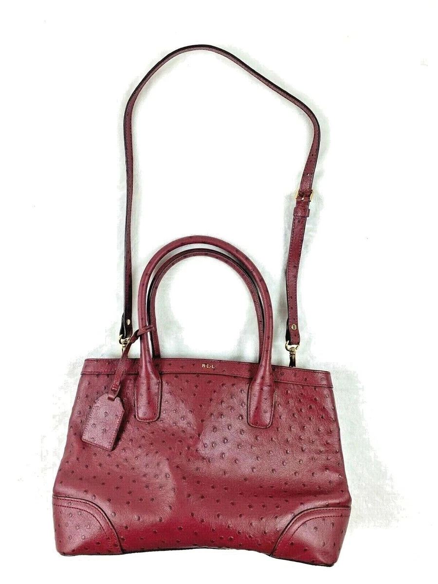 Genuine Lauren Ralph Lauren Women s Handbag sale Red Burgundy Leather EUC