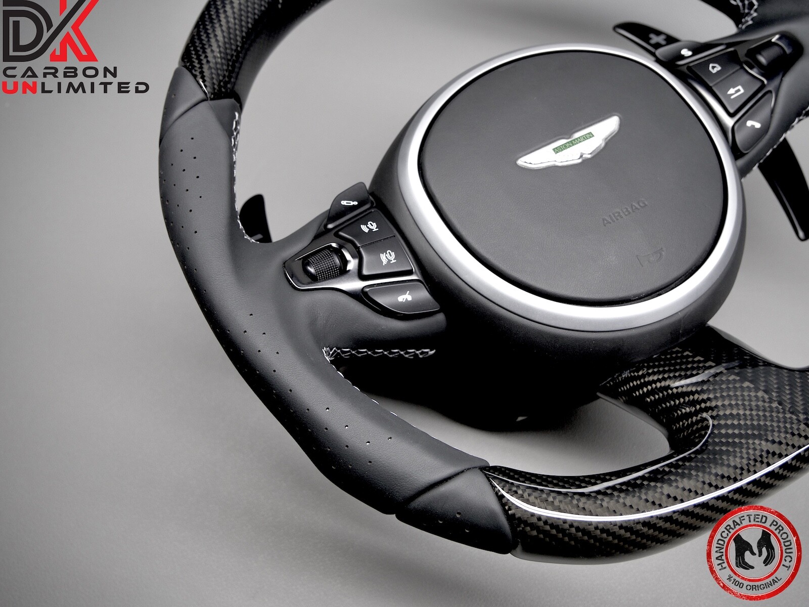 Aston Martin DBS Vantage DB11 Silver Ring Napa Leather Carbon Steering Wheel v2