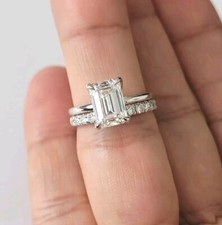 3.00 Carat Total Weight EMERALD CUT Genuine LabGrown Diamond Ring Gold CERTIFIED