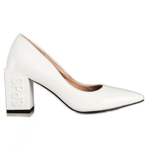 escarpins blancs talon carré