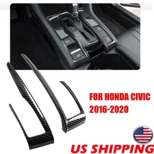 Carbon Fiber Interior Gear Shift Box Strip Cover Trim For Honda Civic 2016-2020