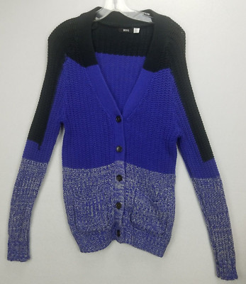 BDG Womans Cardigan Sweater SZ S-P Color Block Blue Black White