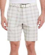 PGA TOUR Men's Moisture-Wicking Stretch Golf Shorts Tan Plaid, Chinchilla, 40