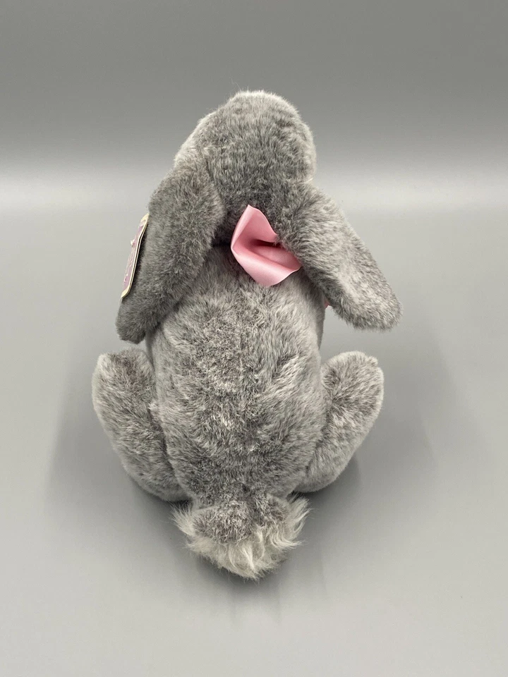 Vintage APPLAUSE SHAKESPEARE BUNNY Rabbit Plush Pink Bow Stuffed Animal 1984 - Image 4 of 4