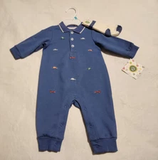 NWT Little Me Car Long Sleeve Romper Socks Set Baby Boy
