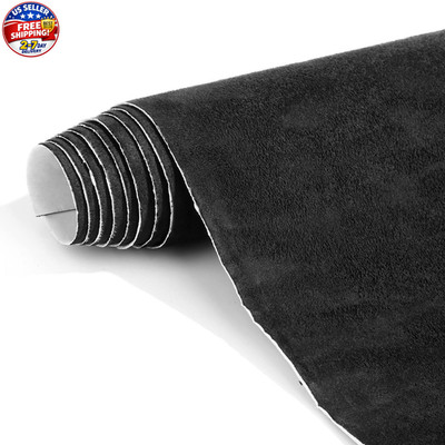 Suede Wrap Self-Adhesive Black Suede Car Interior Wrap 17in x 70in Microfiber Fe