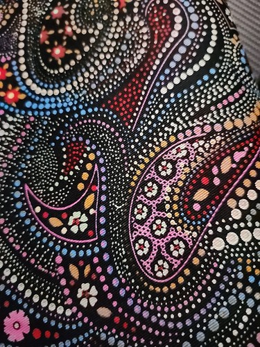 Paisley abstrakt Mandala Punkte Druck Stoff mehrfarbig schwarz Meterware 56" breit - Bild 6 von 7