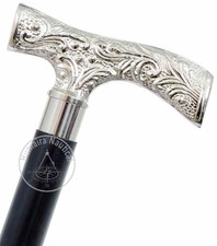 Deluxe Brass Walking Stick with Silver Handle, Elegant Support Cane for Men a...