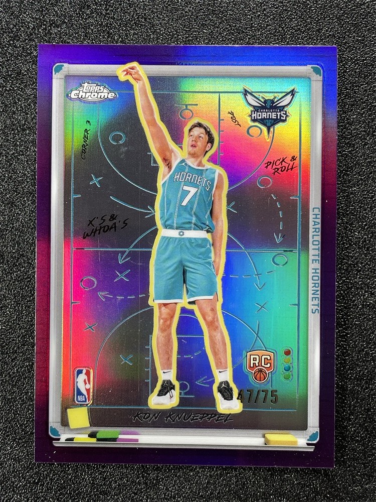 2025-26 Topps Chrome Kon Knueppel X's & Whoa's Purple Refractor Rookie RC /75