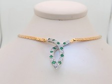 14k Emerald Diamond Necklaces Natural Emerald Bridal Necklace Wedding 16" N038