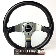 Excellent Momo Tuner 320mm Leather Steering Wheel Silver Spoke