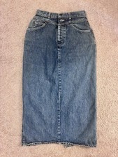 Levi's Vintage Denim Midi Button Fly Snap Button Back Slit Skirt Orange Tab 7