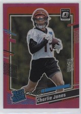2023 Panini Donruss Rated Rookie Optic Preview Pink Prizm Charlie Jones #317 2l4