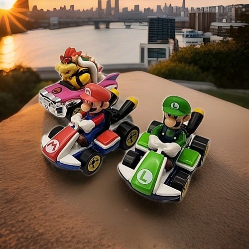 Hot Wheels Mario Kart Cars Bikes Carts Diecast Lot 3 Mario Luigi Bowser 