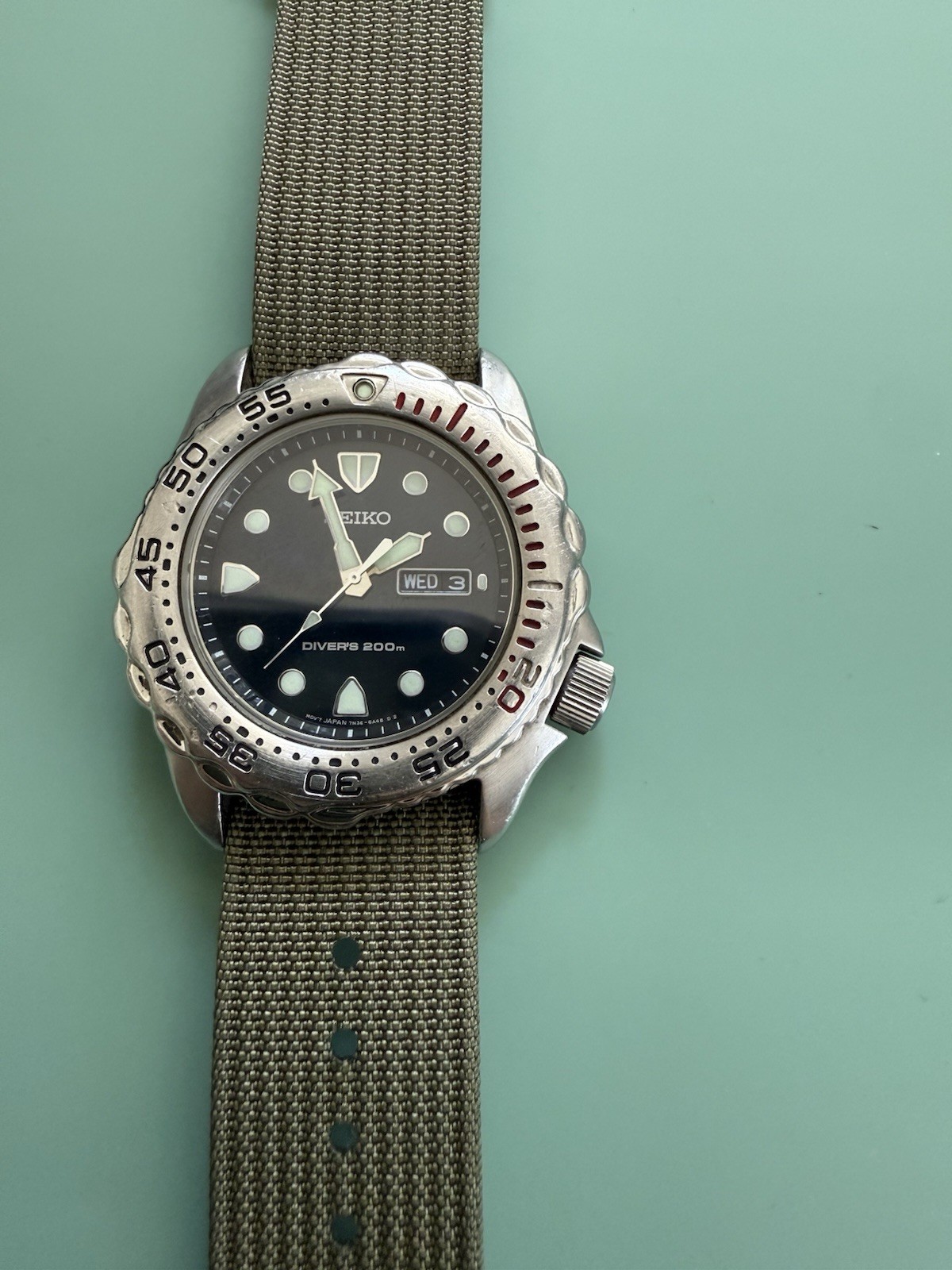 SEIKO Silver Men’s Quartz Watch 7N36-6A40 Sapplex Diver Watch - 2 Xtra Straps