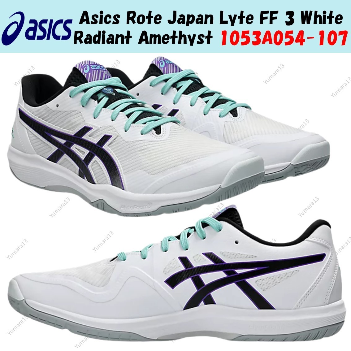 Asics Rote Japan Lyte FF 3 White Radiant Amethyst 1053A054-107 Men's Size
