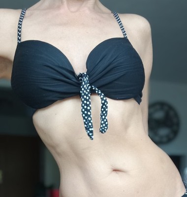 Damen Push-up Bikini Oberteil plus Badehose Slip Gr. S 75B Schwarz