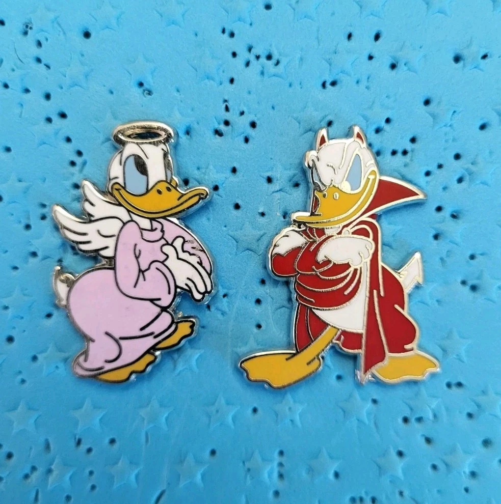 Disney 2 Pin Set Donald Duck Angel & Devil 2015 Good Evil Angel Devil