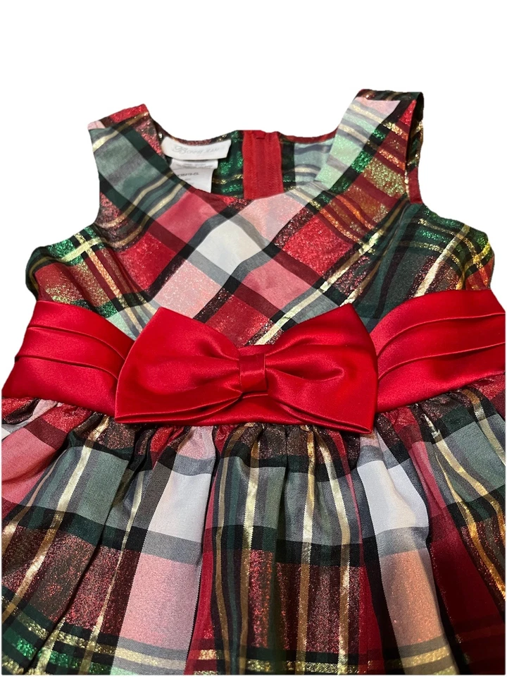 Bonnie Jean Girls Holiday Christmas Dress Red Green Plaid Size 4 Party Kids - Image 2 of 4