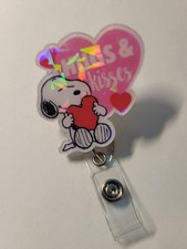 Snoopy Hugs Ans Kisses Shiny Retractable Badge Reel