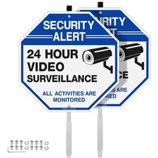 Weatherproof Video Surveillance Sign, 42" Stake, 2-Pack