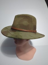 Vintage Dorfman Pacific Hat Cap Fitted Mens Large Camo Wool Fedora USA 80s
