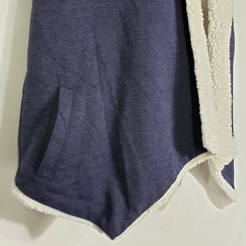Mudd Girls Vest Size 16 Blue Faux Fur Lined Open Front Cardigan Pockets - Picture 5 of 9