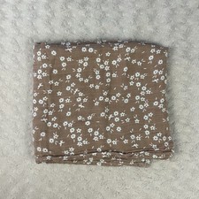 Brown White Floral Print Baby Swaddle Blanket Flowers Bamboo Cotton Blend Muslin