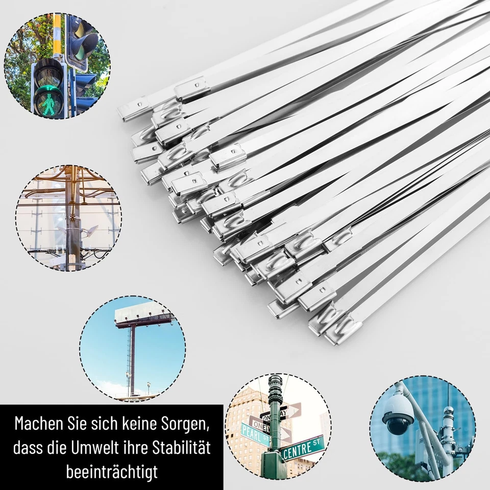 55 fascette per cavi in acciaio inox 4,6 x 500 mm in argento fascette in acciaio - Immagine 4 di 4