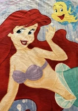 HTF Vtg Disney The Little Mermaid Special Edition Fleece Throw Blanket 48x61
