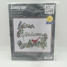 Jalynn Crewel Embroidery Kit Winter Welcome Cardinal Blue Jay 04-755 13x12 NEW