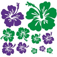 Hibiskus Blumen Autoaufkleber Set 40-teilig Auto Sticker hellgrün violett K166