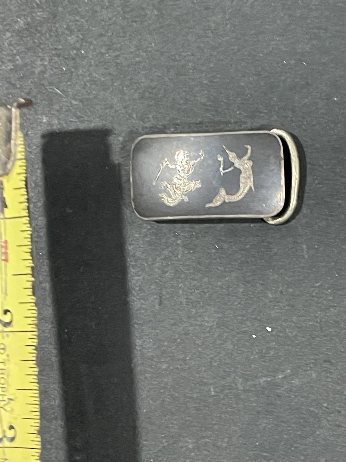 Vintage Solid Sterling Silver Black Nielloware En… - image 3