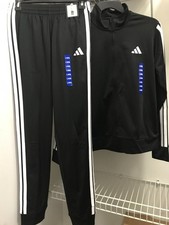 Adidas 3Stripes Youth Tricot Full Zip Track Jacket and Youth Jogger, Black Sz. L