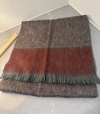 Vintage Japanese Acrylic Neck Scarf Gray Red Unisex One Size