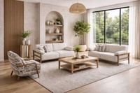 Sofa Sessel Wohnzimmer Stil Modern Farbe Beige Mehrfarbig Weich Bequem